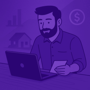 Man researching home affordability and buyer CMA tools on laptop